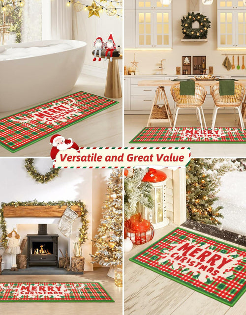 Load image into Gallery viewer, BEQHAUSE Christmas Kitchen Rugs Buffalo Plaid Non Slip Washable 17x30+17x59
