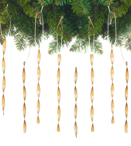AMS Christmas Tree Ornaments 24PCS Aluminum Twisted Icicles Matte Champagne 7"