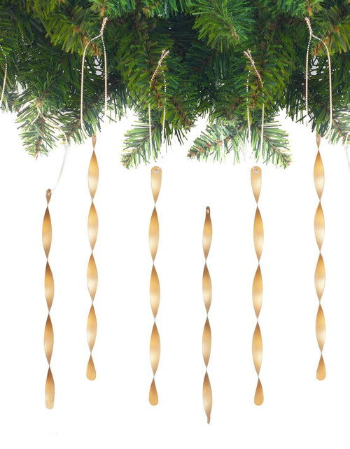 Load image into Gallery viewer, AMS Christmas Tree Ornaments 24PCS Aluminum Twisted Icicles Matte Champagne 7"
