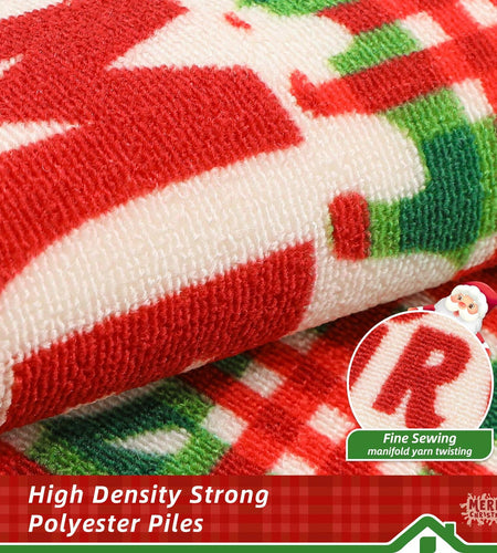 BEQHAUSE Christmas Kitchen Rugs Buffalo Plaid Non Slip Washable 17x30+17x59