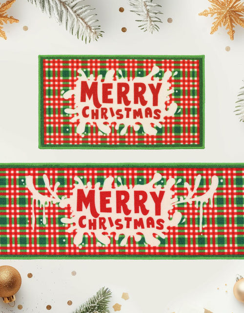 Load image into Gallery viewer, BEQHAUSE Christmas Kitchen Rugs Buffalo Plaid Non Slip Washable 17x30+17x59
