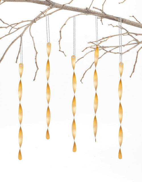 Load image into Gallery viewer, AMS Christmas Tree Ornaments 24PCS Aluminum Twisted Icicles Matte Champagne 7"

