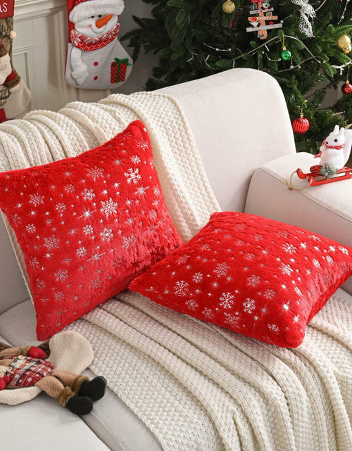 Load image into Gallery viewer, FUTEI Christmas Snowflakes Red Throw Pillow Covers Set of 2 18x18

