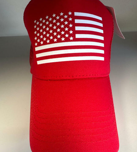 QYJ American Flag 3D Embossed Trucker Hat Mesh Snapback Adjustable