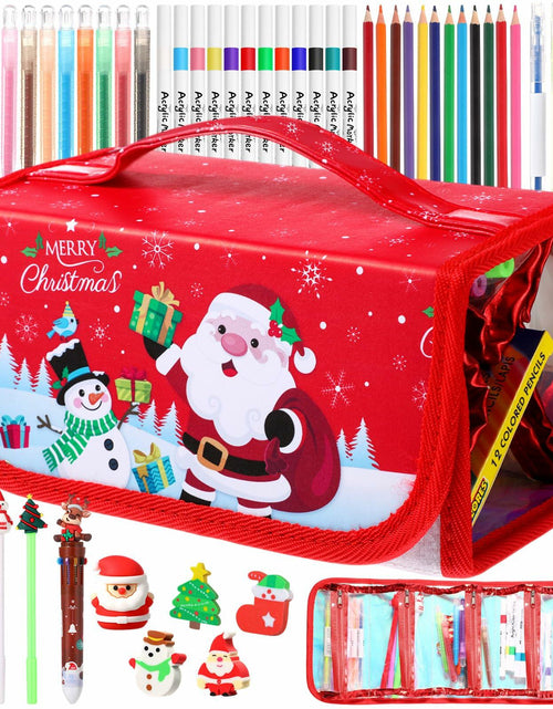 Load image into Gallery viewer, Pasimy Washable Markers Set with Christmas Pencil Case Crayons Pencils 4+
