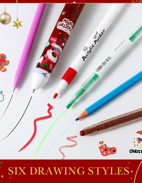 Load image into Gallery viewer, Pasimy Washable Markers Set with Christmas Pencil Case Crayons Pencils 4+
