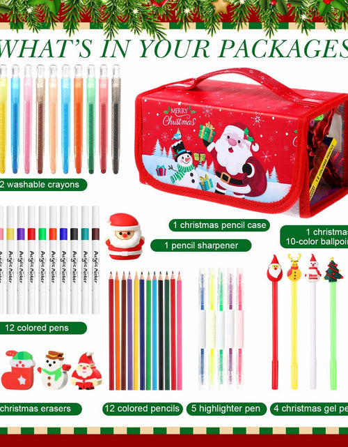 Load image into Gallery viewer, Pasimy Washable Markers Set with Christmas Pencil Case Crayons Pencils 4+
