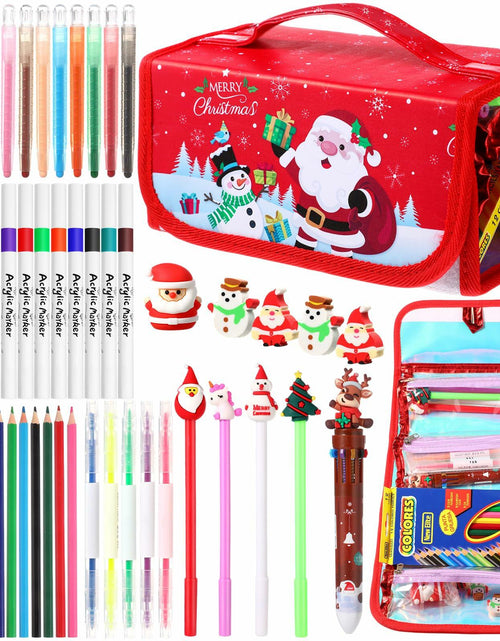 Load image into Gallery viewer, Pasimy Washable Markers Set with Christmas Pencil Case Crayons Pencils 4+
