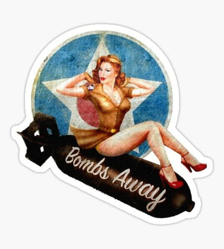 STICKY DUDE 5" Pin Up Girl Bomb Vintage Aviation Military Sticker