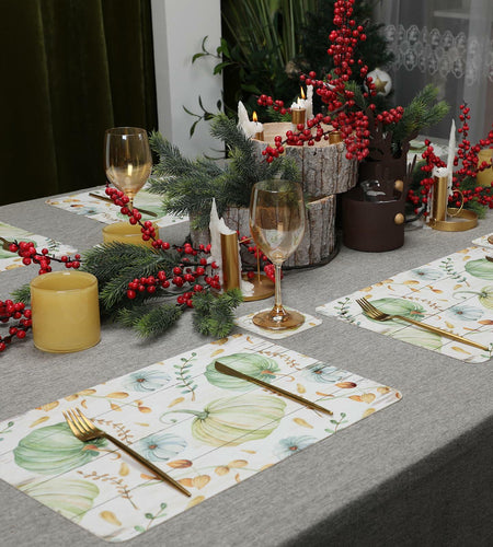 Casaido Pumpkin Dining Table Place Mats Set of 6 Waterproof 17x12 Inches