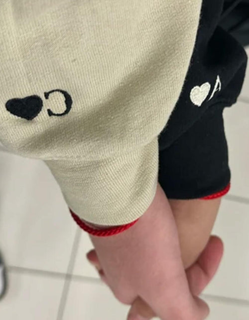 Load image into Gallery viewer, GODMERCH Custom Embroidered Heart Sweatshirt Personalized Initial Black Size S
