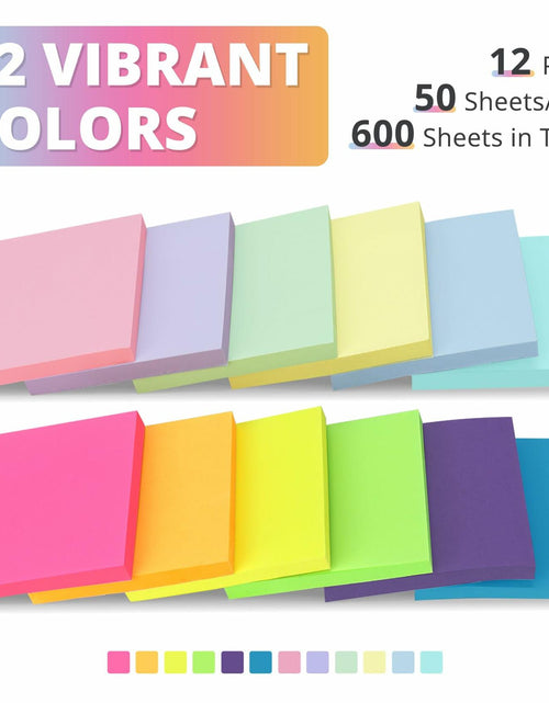 Load image into Gallery viewer, Sticky Notes 3x3in 12 Pads Vibrant Colors Easy to Stick School Office Home
