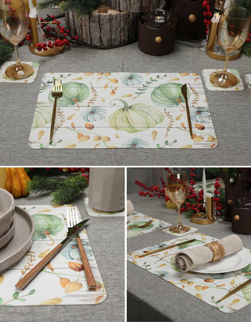 Load image into Gallery viewer, Casaido Pumpkin Dining Table Place Mats Set of 6 Waterproof 17x12 Inches
