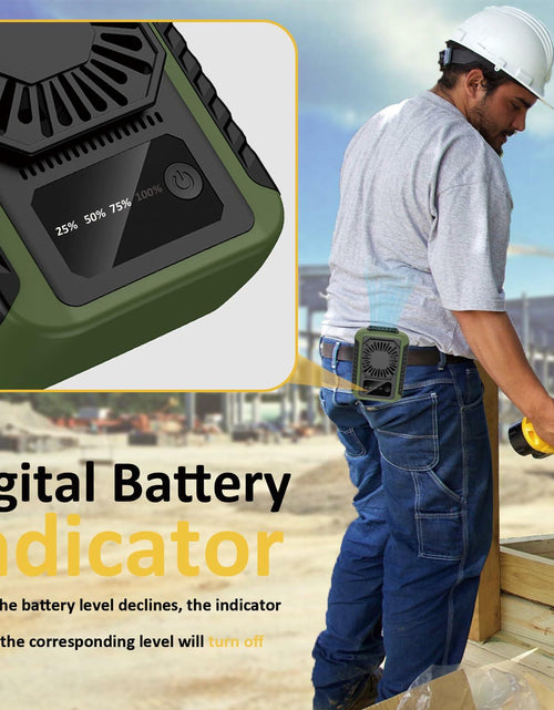 Load image into Gallery viewer, Portable Waist Clip Fan Rechargeable 6000mAh 20H 3-Speed Green
