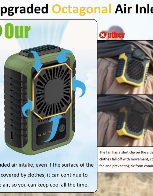 Load image into Gallery viewer, Portable Waist Clip Fan Rechargeable 6000mAh 20H 3-Speed Green
