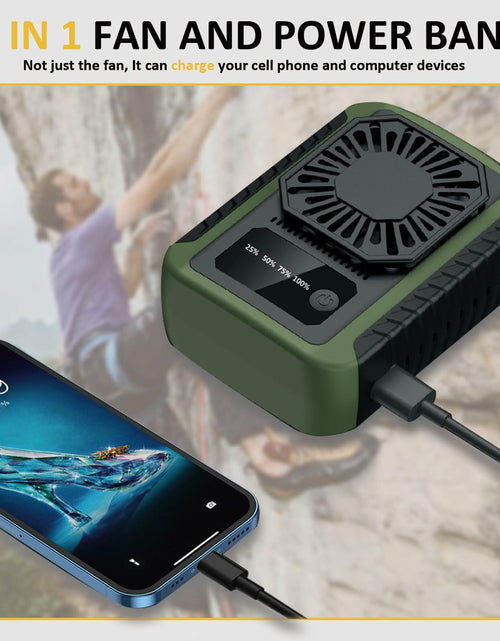 Load image into Gallery viewer, Portable Waist Clip Fan Rechargeable 6000mAh 20H 3-Speed Green
