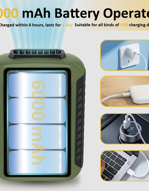 Load image into Gallery viewer, Portable Waist Clip Fan Rechargeable 6000mAh 20H 3-Speed Green
