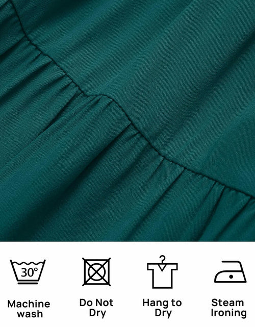 Load image into Gallery viewer, ZESICA Women's Boho Puff Sleeve Smocked Mini Dress Teal Size Small 2025
