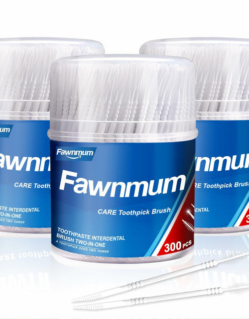 Load image into Gallery viewer, Fawnmum Toothpick Brush Two-in-One Soft Bristle Dental Floss Picks 3 Count
