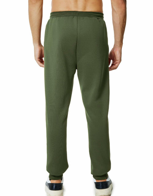 Load image into Gallery viewer, Menoio Mens Fleece Jogger Sweatpants Zipper Pockets Drawstring Green Size XL
