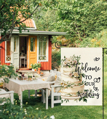 AVOIN colorlife Wedding Garden Flag 12x18 Inch Double Sided Floral Outdoor