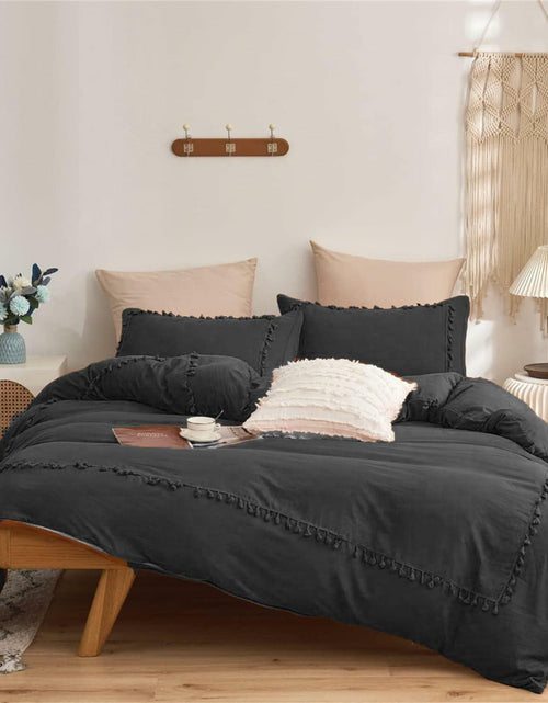 Load image into Gallery viewer, SOUKECHY Boho Chic Full Duvet Cover 3PC Tufted Tassel Fringe Boho Full
