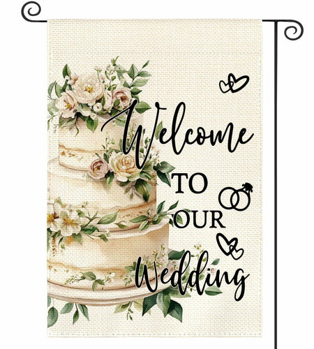 AVOIN colorlife Wedding Garden Flag 12x18 Inch Double Sided Floral Outdoor