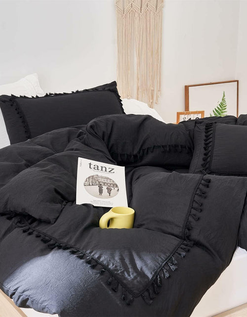 Load image into Gallery viewer, SOUKECHY Boho Chic Full Duvet Cover 3PC Tufted Tassel Fringe Boho Full
