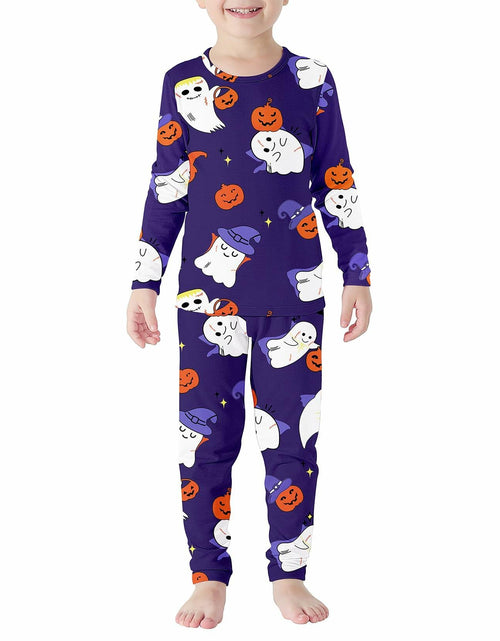 Load image into Gallery viewer, Kids Halloween Thermal Underwear Long Johns Base Layer Purple Ghost Size 2XL

