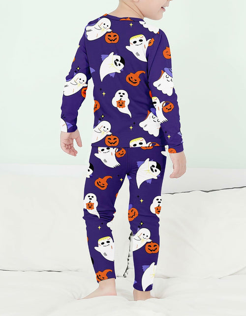 Load image into Gallery viewer, Kids Halloween Thermal Underwear Long Johns Base Layer Purple Ghost Size 2XL
