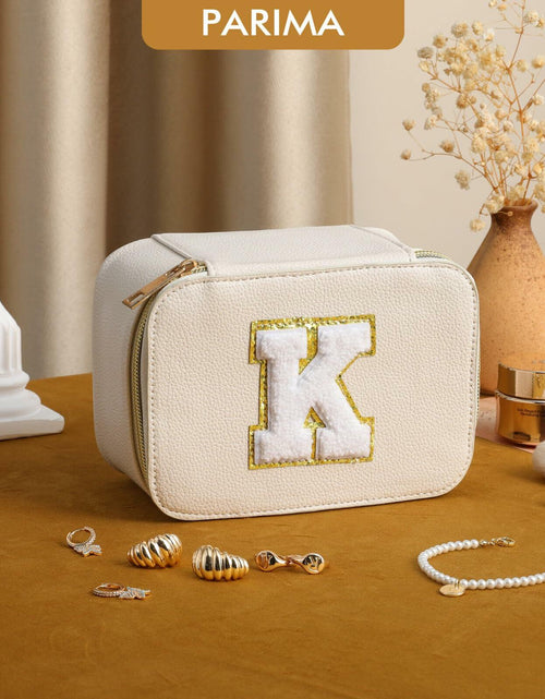 Load image into Gallery viewer, Parima Personalized Initial Makeup Bag Travel Jewelry Organizer Letter C White
