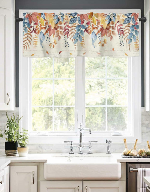 Load image into Gallery viewer, Autumn Botanical Leaf Valance Set 2 Panels 54x18in Watercolor Print
