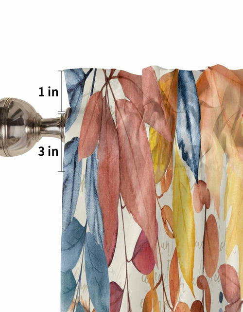 Load image into Gallery viewer, Autumn Botanical Leaf Valance Set 2 Panels 54x18in Watercolor Print
