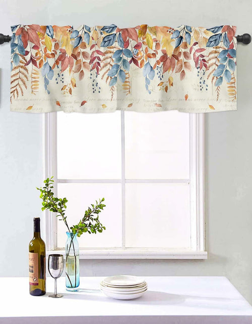 Load image into Gallery viewer, Autumn Botanical Leaf Valance Set 2 Panels 54x18in Watercolor Print
