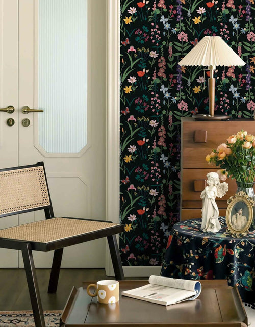 Load image into Gallery viewer, Dimoon 236x16.1 Floral Peel and Stick Wallpaper Black Green Waterproof
