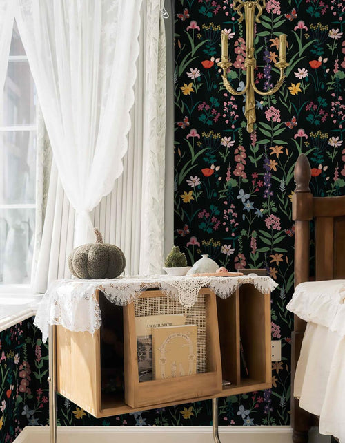Load image into Gallery viewer, Dimoon 236x16.1 Floral Peel and Stick Wallpaper Black Green Waterproof

