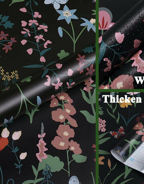 Load image into Gallery viewer, Dimoon 236x16.1 Floral Peel and Stick Wallpaper Black Green Waterproof
