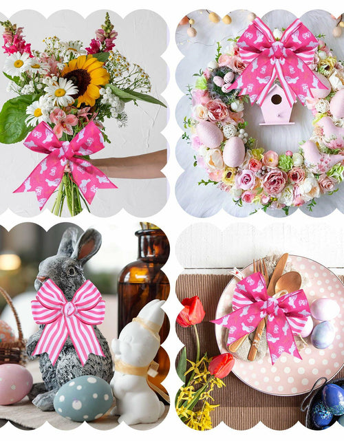 Load image into Gallery viewer, Pineraap Easter Wired Ribbon 2.5in x 10yd Pink Stripe 2 Rolls
