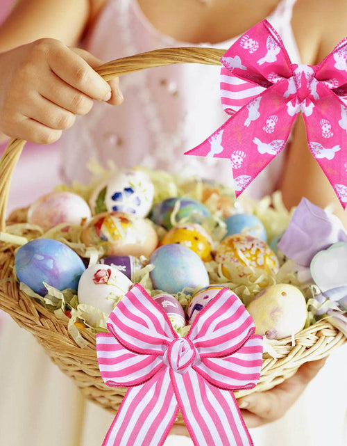 Load image into Gallery viewer, Pineraap Easter Wired Ribbon 2.5in x 10yd Pink Stripe 2 Rolls
