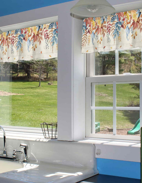 Load image into Gallery viewer, Autumn Botanical Leaf Valance Set 2 Panels 54x18in Watercolor Print
