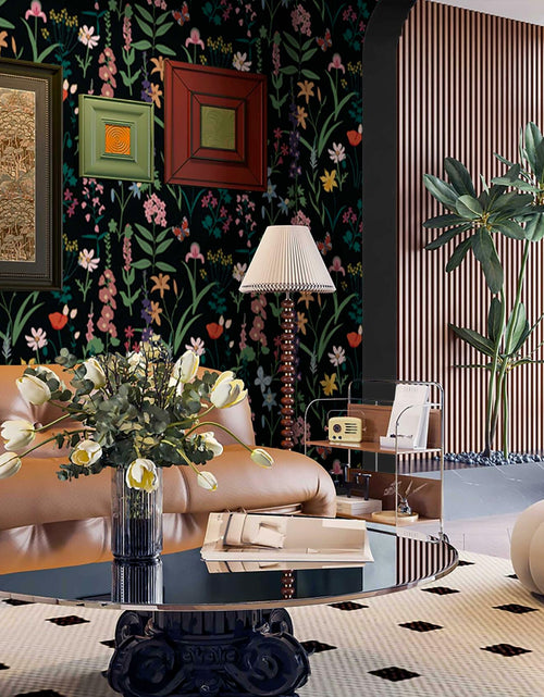 Load image into Gallery viewer, Dimoon 236x16.1 Floral Peel and Stick Wallpaper Black Green Waterproof
