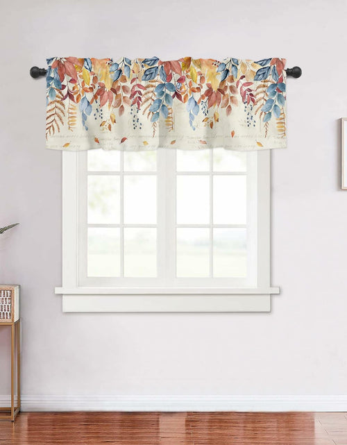 Load image into Gallery viewer, Autumn Botanical Leaf Valance Set 2 Panels 54x18in Watercolor Print
