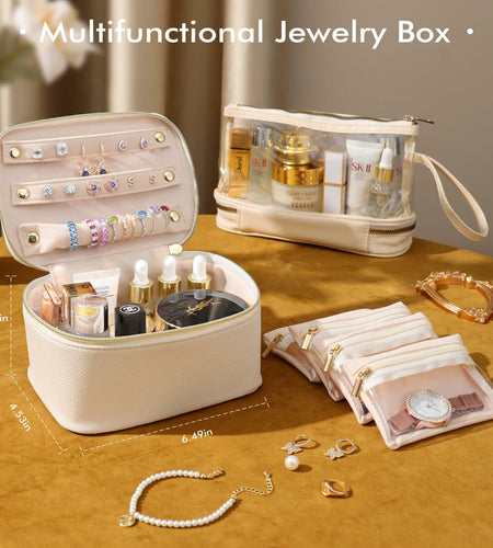 Parima Personalized Initial Makeup Bag Travel Jewelry Organizer Letter C White