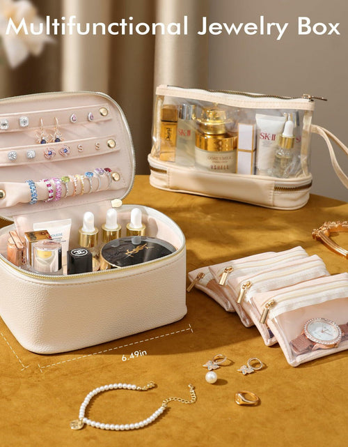 Load image into Gallery viewer, Parima Personalized Initial Makeup Bag Travel Jewelry Organizer Letter C White
