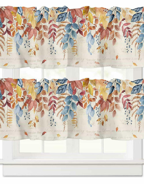 Load image into Gallery viewer, Autumn Botanical Leaf Valance Set 2 Panels 54x18in Watercolor Print
