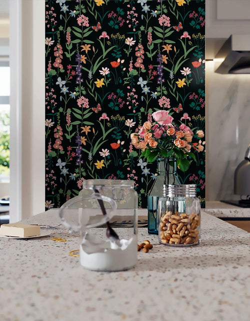 Load image into Gallery viewer, Dimoon 236x16.1 Floral Peel and Stick Wallpaper Black Green Waterproof
