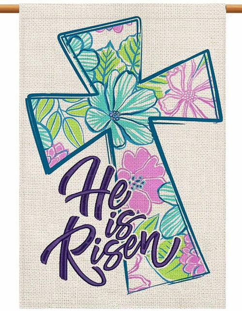 Load image into Gallery viewer, He is Risen Cross Easter Garden Flag 12x18 Inch Double Sided Outdoor Decor
