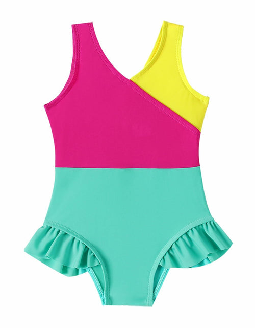 Load image into Gallery viewer, ADXSUN Toddler Girl One Piece Swimsuit Color Block Swimwear Size 3-4 Years

