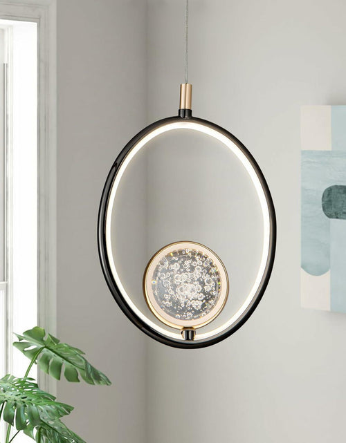 Load image into Gallery viewer, ZhouqKotl Modern LED Crystal Oval Chandelier Ceiling Light Black Gold 4.7in
