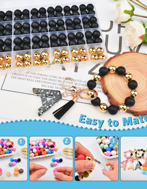 Load image into Gallery viewer, 96PCS 15mm Silicone Beads Kit, 2 Colors Round Rubber Beads for DIY Crafts
